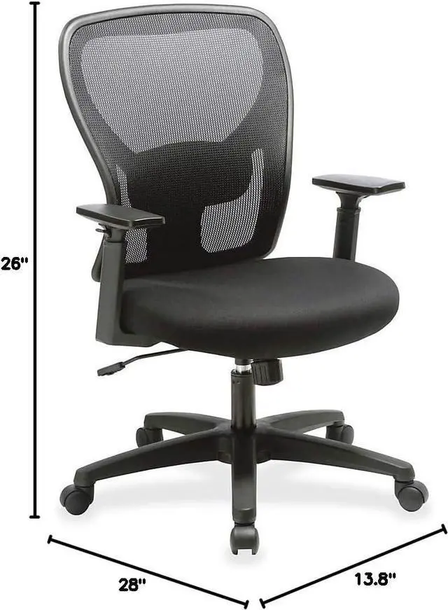 Alt view image 2 of 6 - Lorell Soho Task Chair, Mid-Back, Mesh Back with Fabric Seat, Black