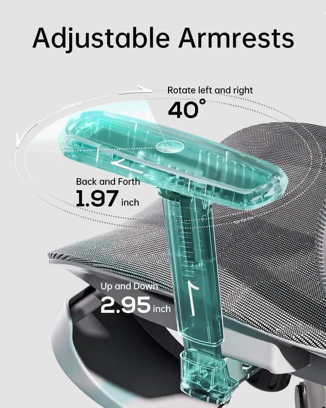 Alt view image 4 of 7 - Hbada Ergonomic Office Chair with 3D Adjustable Armrests, Adjustable Lumbar Support High Back for Computer Chair, Big and Tall Mesh Office Chair, Home Office Desk Chairs White