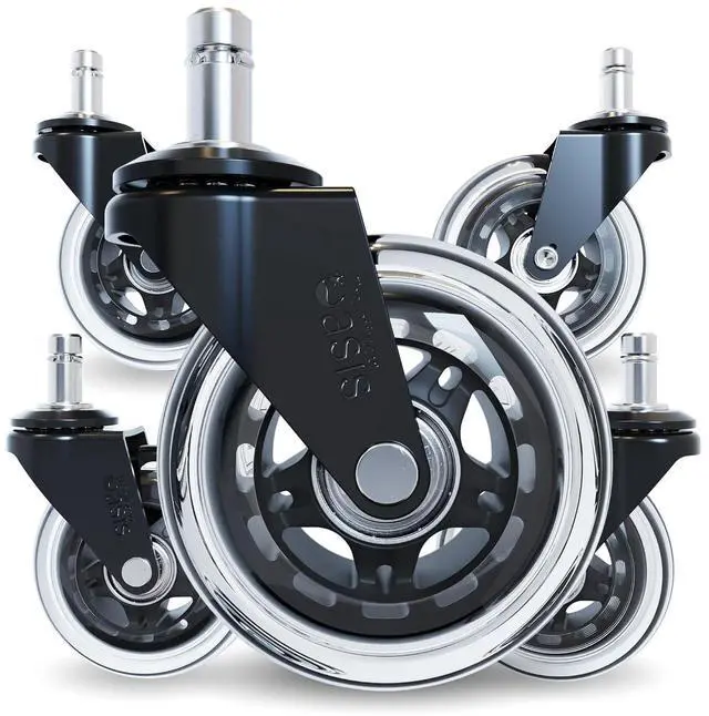 Main image of The Office Oasis Original Rollerblade Office Chair Wheels (As Seen On PBS) - Incredibly Smooth & Quiet Casters - Safe for Hardwood Floors & Carpet - Easy Installation with Universal Fit - Set of 5
