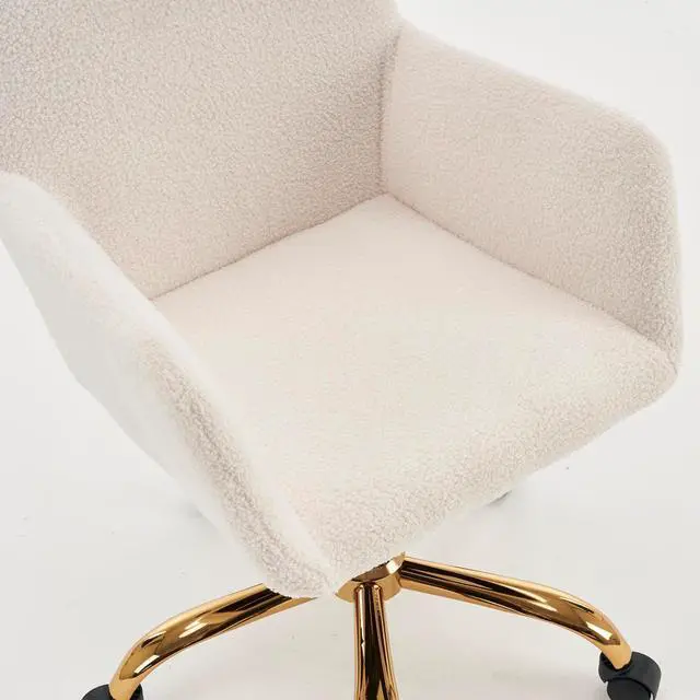 Alt view image 7 of 7 - Goujxcy Furry Office Chair - Faux Fur Home Office Swivel Desk Chair, Height Adjustable Rolling Chair for Bedroom, Living Room, Makeup Vanity