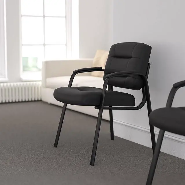 Alt view image 2 of 7 - Flash Furniture Darwin Flash Fundamentals LeatherSoft Executive Reception Chair, Modern Tufted Lounge Chair for Living Room or Office, Black