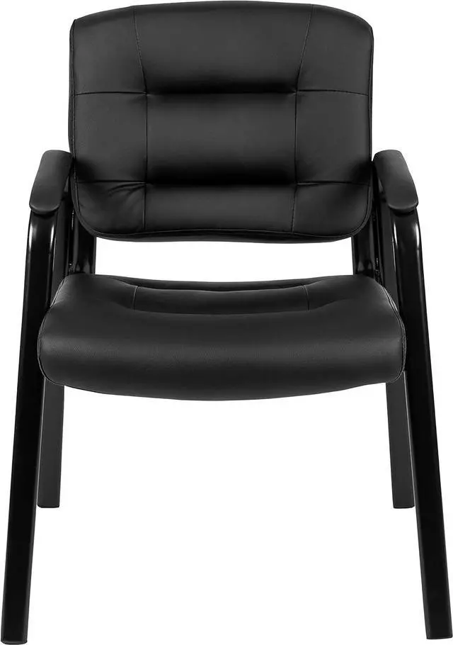 Alt view image 7 of 7 - Flash Furniture Darwin Flash Fundamentals LeatherSoft Executive Reception Chair, Modern Tufted Lounge Chair for Living Room or Office, Black
