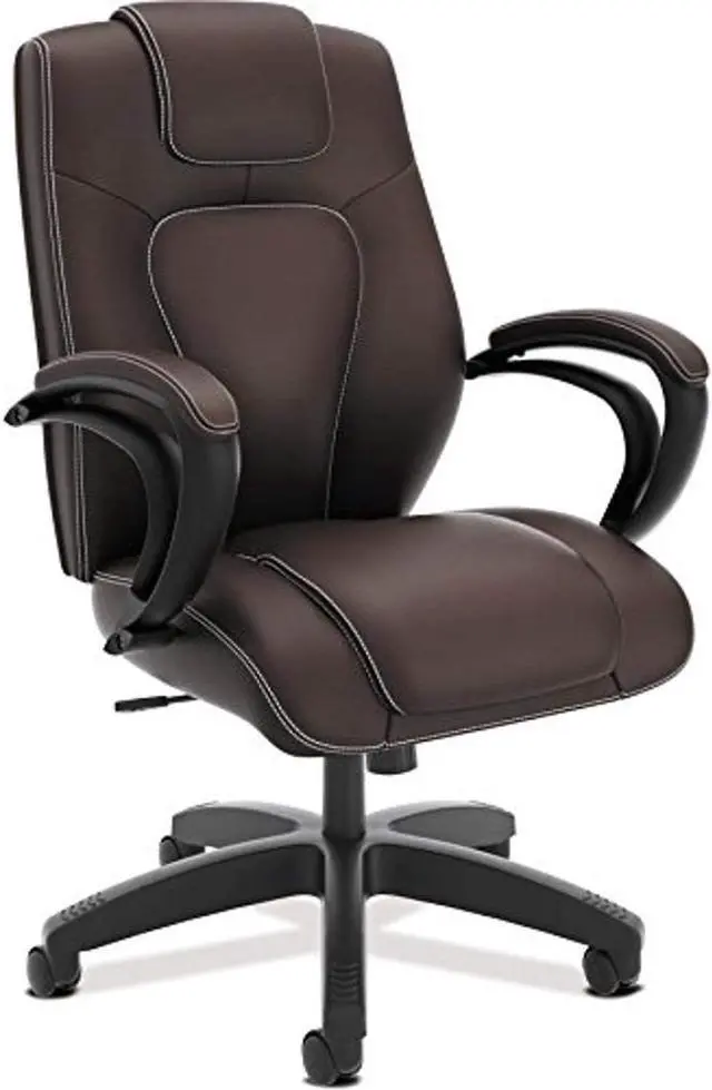 Main image of basyx by HON Managerial Chair - High-Back Office Chair with Arms for Computer Desk, Brown (HVL402)