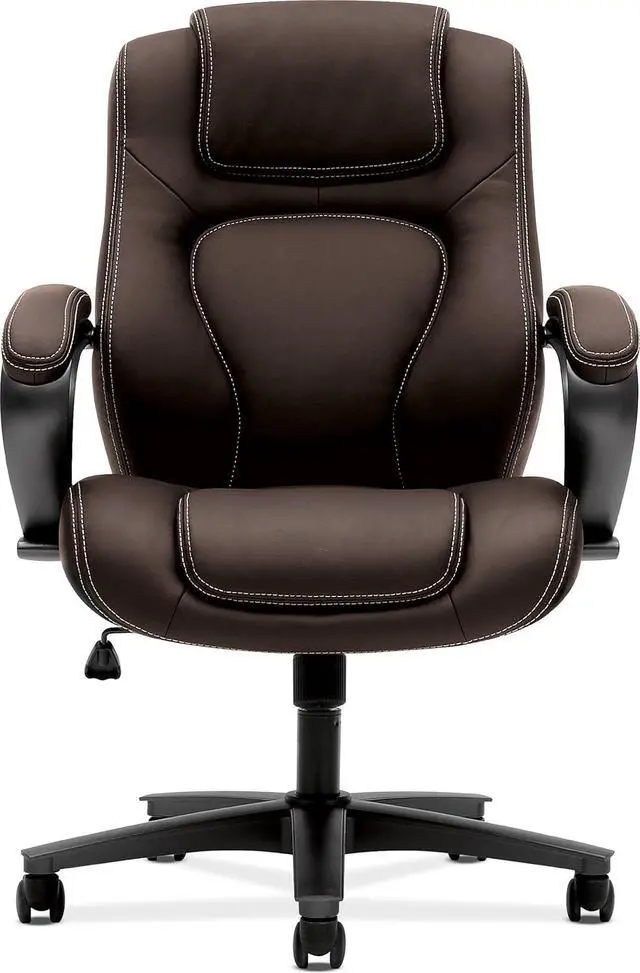 Alt view image 3 of 6 - basyx by HON Managerial Chair - High-Back Office Chair with Arms for Computer Desk, Brown (HVL402)