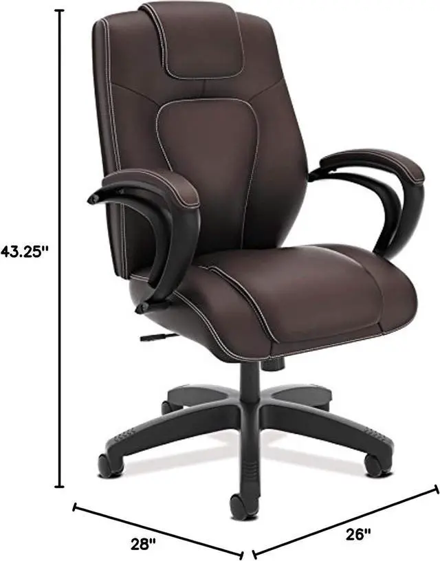 Alt view image 2 of 6 - basyx by HON Managerial Chair - High-Back Office Chair with Arms for Computer Desk, Brown (HVL402)