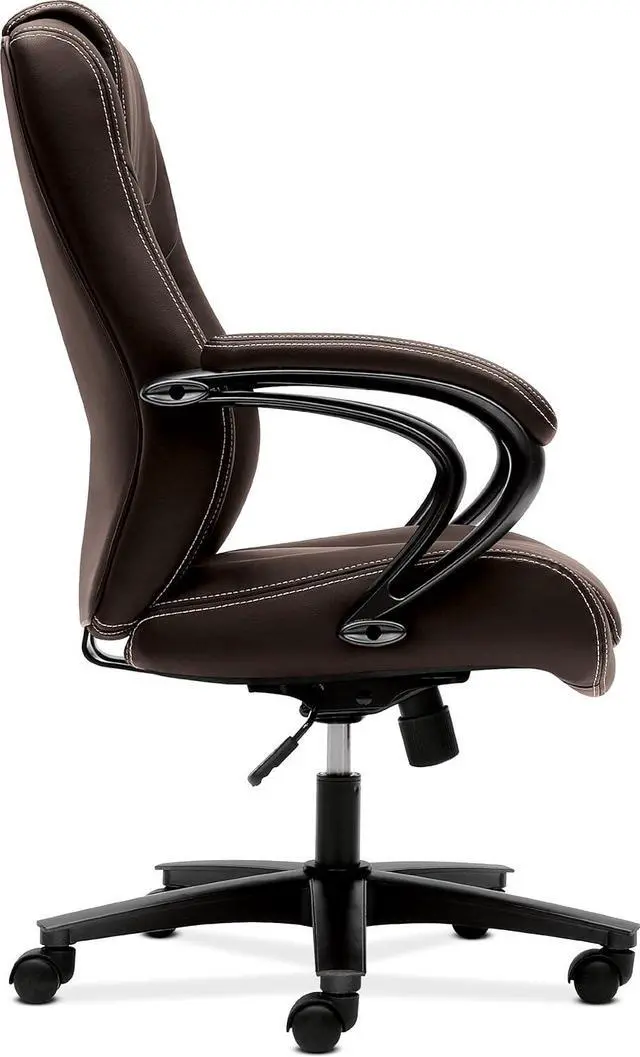 Alt view image 6 of 6 - basyx by HON Managerial Chair - High-Back Office Chair with Arms for Computer Desk, Brown (HVL402)
