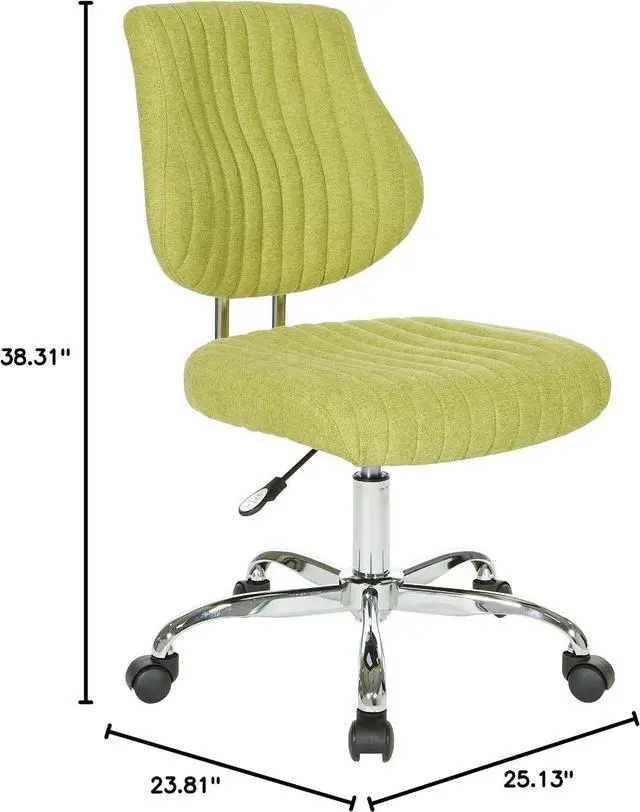 Alt view image 3 of 7 - OSP Home Furnishings Sunnydale Adjustable Plush Office Chair with Chrome Base, Basil
