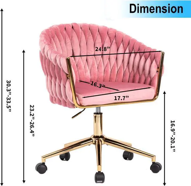 Alt view image 3 of 7 - Velvet Office Chair, Pink Desk Chair Vanity Chairs with Wheels, 360° Swivel Home Office Desk Chair Computer Chairs, Accent Makeup Vanity Chair for Bedroom, Living Room(Pink)