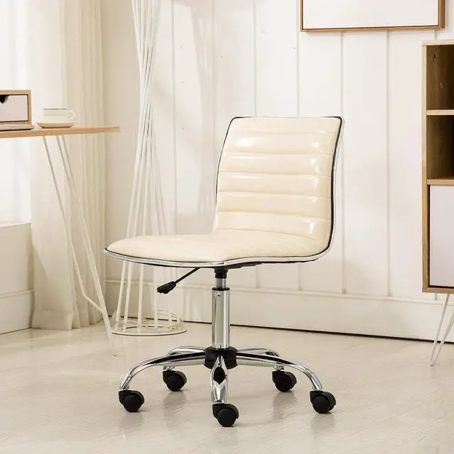 Alt view image 2 of 7 - Roundhill Furniture Fremo Chromel Adjustable Air Lift Office Chair in Beige