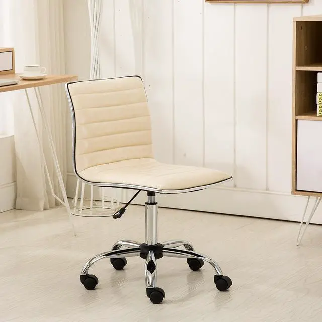 Alt view image 4 of 7 - Roundhill Furniture Fremo Chromel Adjustable Air Lift Office Chair in Beige