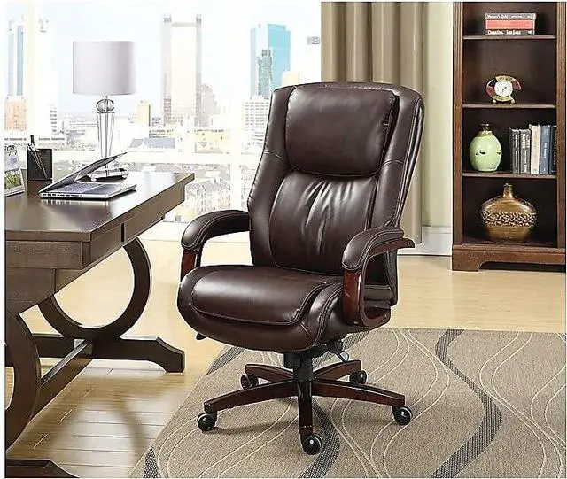 Alt view image 2 of 4 - La-Z-Boy Big & Tall Winston Bonded Leather Executive Chair Brown (44763)
