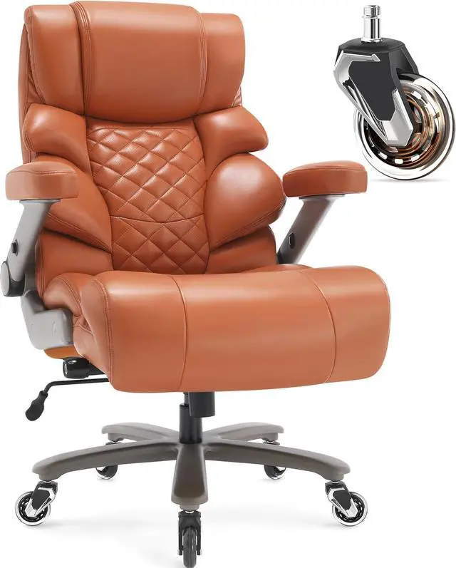 Main image of 500lbs Big and Tall Office Chair-Large Computer Chair with Adjustable Lumbar Support 3D Flip Arms Plus Size Wheels, High Back Executive Desk Chair, Heavy Duty Metal Base, Thick Padded Wide Seat