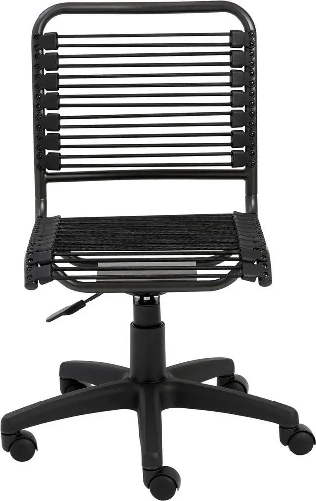Main image of EURO STYLE Bungie Round Low Back Office Chair in Black with Graphite Black Frame and Base, Non-Tilt, 360° Swivel, Adjustable Height, Suitable for Home and Business