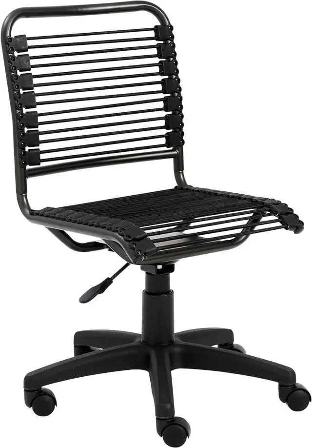 Alt view image 3 of 6 - EURO STYLE Bungie Round Low Back Office Chair in Black with Graphite Black Frame and Base, Non-Tilt, 360° Swivel, Adjustable Height, Suitable for Home and Business