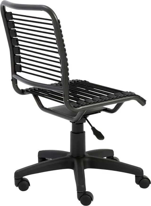 Alt view image 6 of 6 - EURO STYLE Bungie Round Low Back Office Chair in Black with Graphite Black Frame and Base, Non-Tilt, 360° Swivel, Adjustable Height, Suitable for Home and Business