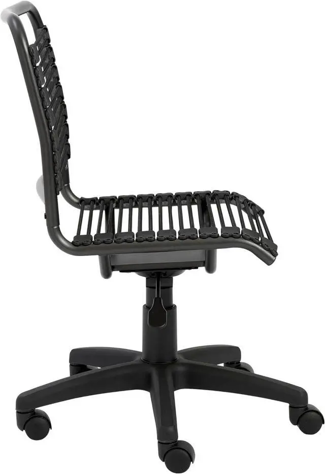 Alt view image 5 of 6 - EURO STYLE Bungie Round Low Back Office Chair in Black with Graphite Black Frame and Base, Non-Tilt, 360° Swivel, Adjustable Height, Suitable for Home and Business