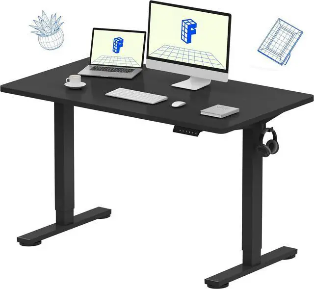 Main image of FLEXISPOT EN1 Whole-Piece Standing Desk 48 x 24 Inches Electric Height Adjustable Desk Sit Stand Desk Home Office Desks (Black Frame + Black Table Top)