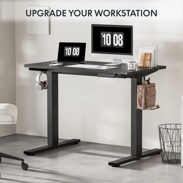 Alt view image 5 of 7 - FLEXISPOT EN1 Whole-Piece Standing Desk 48 x 24 Inches Electric Height Adjustable Desk Sit Stand Desk Home Office Desks (Black Frame + Black Table Top)