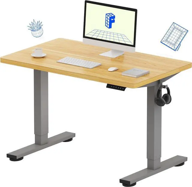 Main image of FLEXISPOT EN1 One-Piece Adjustable Desk 40 x 24 Inches Stand Up Desk Electric Height Adjustable Standing Desk with Seamless Desktop (Silver Frame + 40 inches Natural Top, 2 Packages)