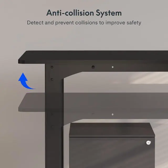 Alt view image 5 of 6 - FLEXISPOT E6Q 4 Legs Standing Desk 78 x 32 Inch Adjustable Height Desk with Splice Board Home Office Sit Stand Up Desk, Black Top + Black Frame