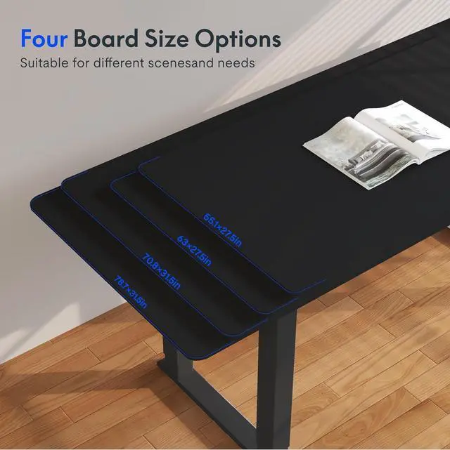 Alt view image 6 of 6 - FLEXISPOT E6Q 4 Legs Standing Desk 78 x 32 Inch Adjustable Height Desk with Splice Board Home Office Sit Stand Up Desk, Black Top + Black Frame