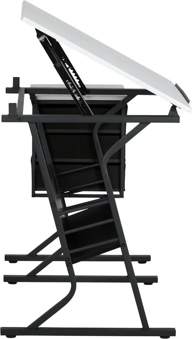Alt view image 5 of 6 - SD Studio Designs 2 Piece Eclipse Ultra Center/Drawing Table with Stool, Angle Adjustable Top, Storage Shelves, and Drawers