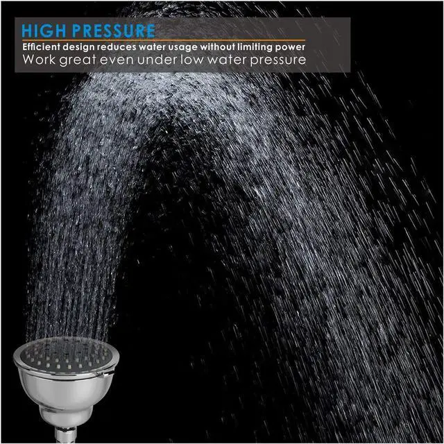 Alt view image 7 of 7 - Voolan High Pressure Shower Head - 4 Inches Rain Showerhead - 5 Spray Settings - Luxury Modern Chrome Look - Perfect Adjustable Replacement for Bathroom Shower Heads
