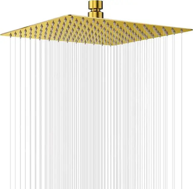 Main image of Rain Shower Head 12 inch (30x30cm) High Flow Large Rainfall Shower Head with Self-cleaning Silicone AISI 304 Waterfall Showerhead Ceiling or Wall Mount Square