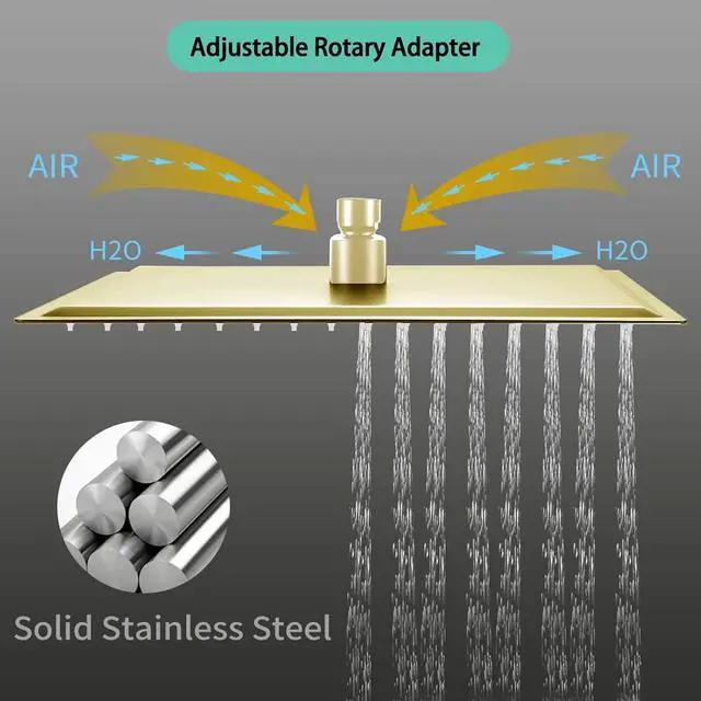 Alt view image 6 of 7 - Rain Shower Head 12 inch (30x30cm) High Flow Large Rainfall Shower Head with Self-cleaning Silicone AISI 304 Waterfall Showerhead Ceiling or Wall Mount Square