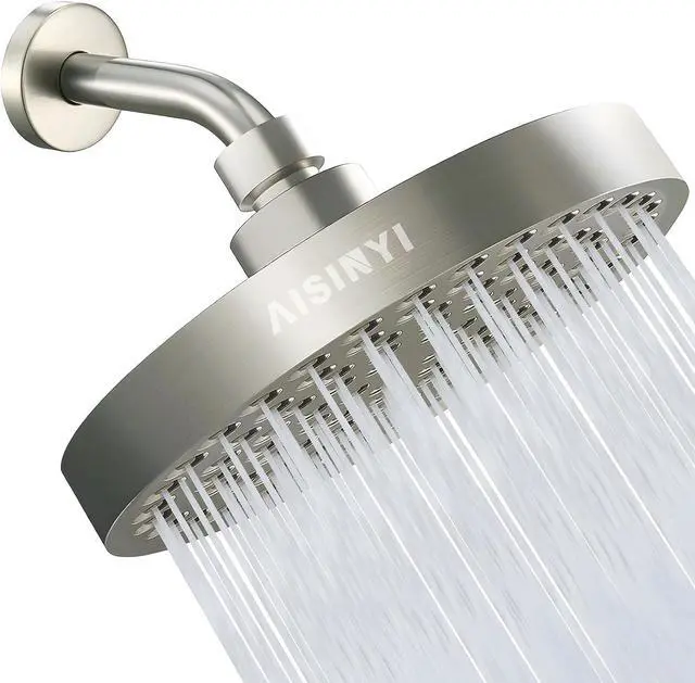 Main image of High Pressure Rainfall Shower Head, 6 Inches Luxury Showerhead with Perfect Adjustable Replacement, Removable Restrictor, Easy Installation for Your Bathroom Shower Heads (Brushed Nickel)