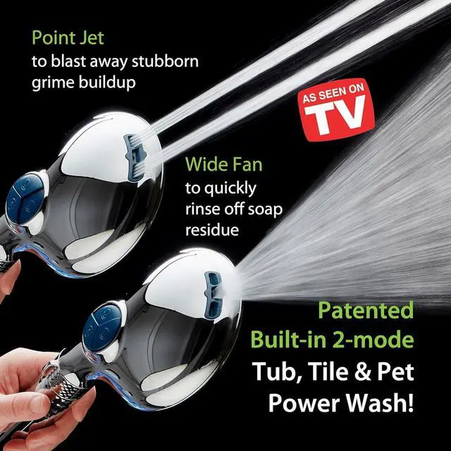 Alt view image 3 of 7 - AquaCare High Pressure 6-way Dual Shower Head Combo with Built-in Filter & Power Wash - Clean Tub, Tile & Pets. Remove Chlorine, Lead & Toxins from Water to Protect Skin, Hair, & Nails. Chrome Finish