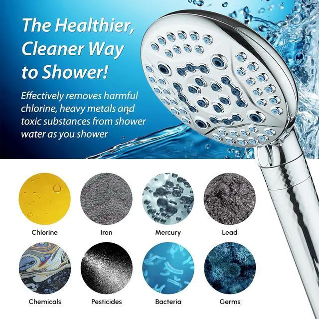 Alt view image 6 of 7 - AquaCare High Pressure 6-way Dual Shower Head Combo with Built-in Filter & Power Wash - Clean Tub, Tile & Pets. Remove Chlorine, Lead & Toxins from Water to Protect Skin, Hair, & Nails. Chrome Finish