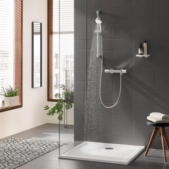 Alt view image 2 of 4 - Grohe 26076002 New Tempesta Cosmopolitan 100 2 Spray Shower Rail Set, Starlight Chrome