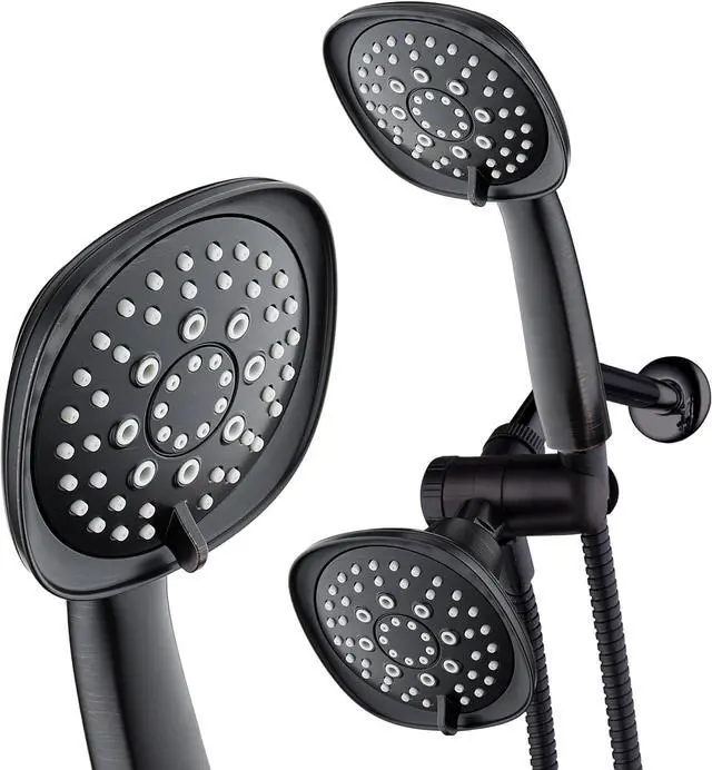 Alt view image 2 of 7 - AquaDance Luxury Square 48-setting High-Pressure Dual Head/Handheld Shower Spa Combo. Extra-Long 72" Stainless Steel Hose, 3-way Flow Diverter, Oil-Rubbed Bronze Finish
