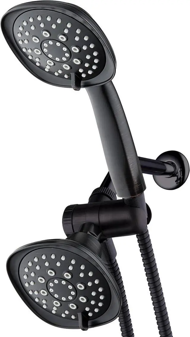 Main image of AquaDance Luxury Square 48-setting High-Pressure Dual Head/Handheld Shower Spa Combo. Extra-Long 72" Stainless Steel Hose, 3-way Flow Diverter, Oil-Rubbed Bronze Finish