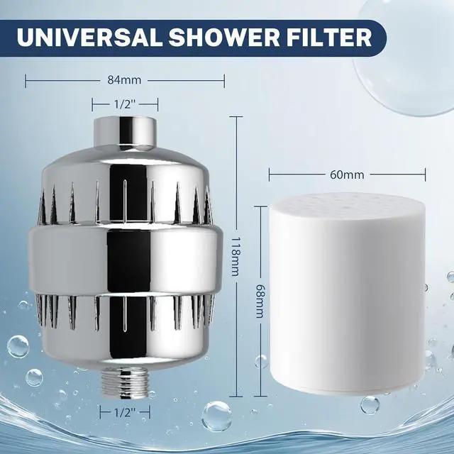 Alt view image 2 of 7 - iSpring SF2S 15-Stage High Output Universal Shower Filter with Replaceable Cartridge, Better Skin, Softer Hair, and Stronger Nails, Chrome
