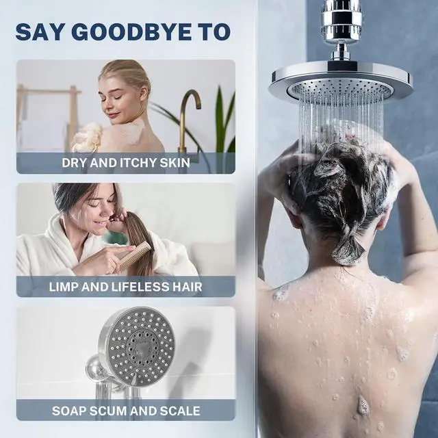 Alt view image 5 of 7 - iSpring SF2S 15-Stage High Output Universal Shower Filter with Replaceable Cartridge, Better Skin, Softer Hair, and Stronger Nails, Chrome