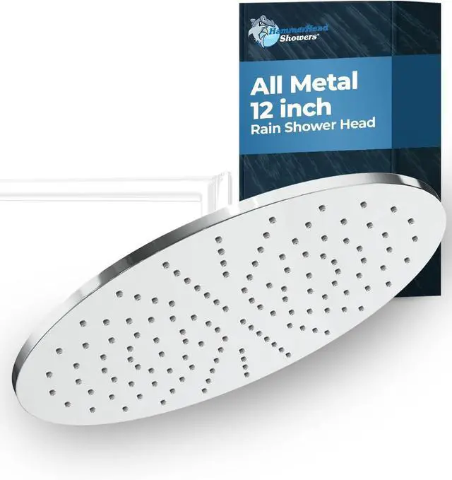 Main image of HammerHead Showers® ALL METAL 12 Inch Rainfall Shower Head, Large Rain Shower Head, 2.5 GPM High Flow Shower Head Optimized for Pressure, Wall-Mounted or Ceiling Rain Shower Head, Chrome