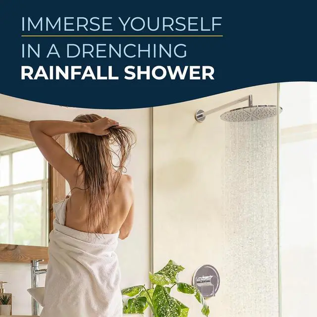 Alt view image 2 of 7 - HammerHead Showers® ALL METAL 12 Inch Rainfall Shower Head, Large Rain Shower Head, 2.5 GPM High Flow Shower Head Optimized for Pressure, Wall-Mounted or Ceiling Rain Shower Head, Chrome