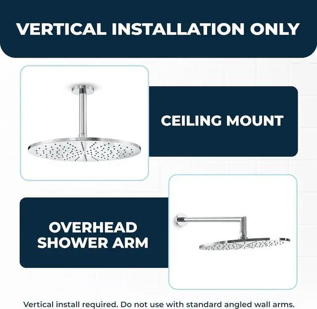 Alt view image 5 of 7 - HammerHead Showers® ALL METAL 12 Inch Rainfall Shower Head, Large Rain Shower Head, 2.5 GPM High Flow Shower Head Optimized for Pressure, Wall-Mounted or Ceiling Rain Shower Head, Chrome