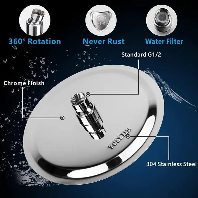 Alt view image 4 of 7 - Rain Shower Head 12 inches Large Rainfall Shower Head Made of 304 Stainless Steel 144 Silicone Anti-Scale Perfect Replacement Showerhead (30CM)