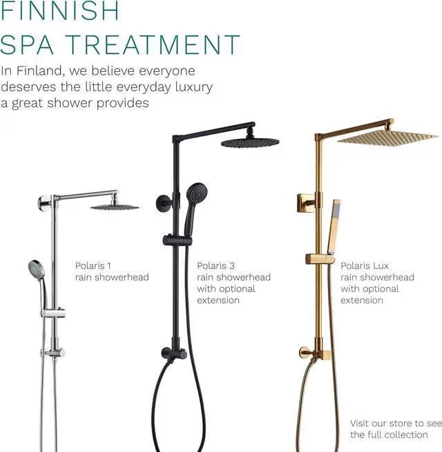 Alt view image 7 of 7 - Polaris 3 Retrofit Rain Shower System, 3-Setting Handheld Shower Combo with Slide Bar, 8" Low Profile Shower Head (2.5 GPM Chrome)