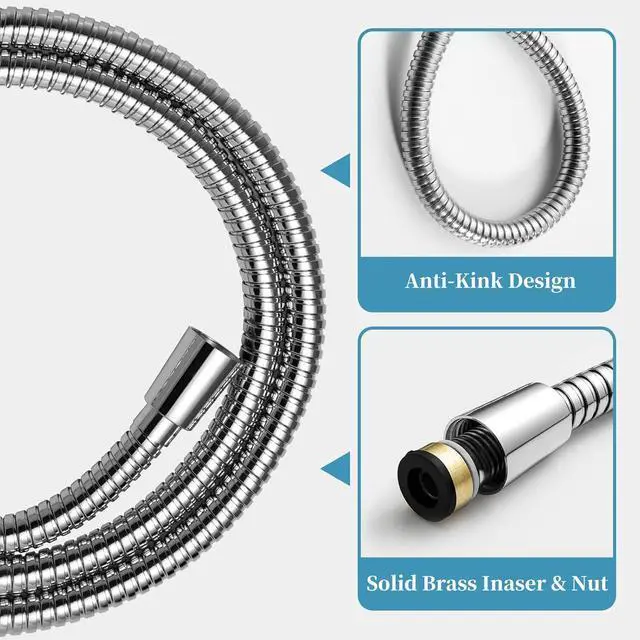 Alt view image 5 of 7 - OFFO Shower Slide Bar Combo, Adjustable 27-inch Slide Bar with 6-Mode High Pressure Handheld Shower Head and 60-inch Stainless Steel Hose, Screw Wall Mounted, Chrome