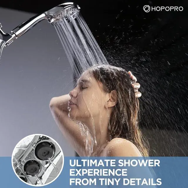 Alt view image 3 of 7 - 6-Mode High Pressure Handheld Shower Head Set Consumer Reports Recommended High Flow Hand Held Showerhead with 59 Inch Hose Bracket Teflon Tape Rubber Washers