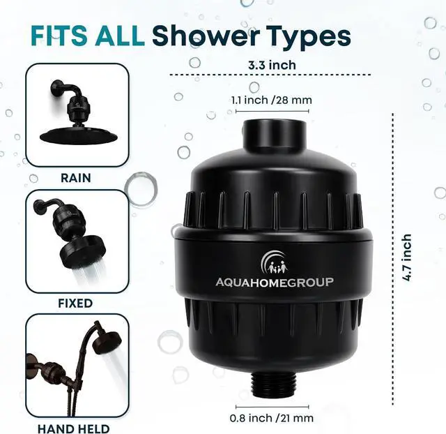 Alt view image 2 of 7 - AquaHomeGroup 20 Stage Shower Head Filter with Vitamin C E A for Hard Water - High Output Filter to Remove Chlorine and Fluoride - 2 Replacement Cartridges - Consistent Flow Showerhead Filters
