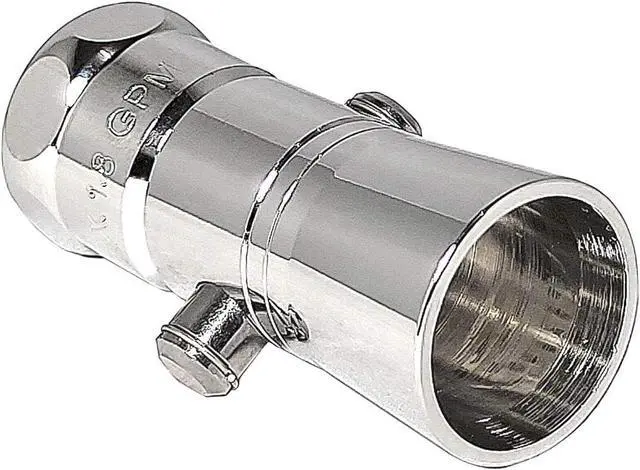 Main image of Solid Brass Shower Head with Push Button Control, 1-Inch Spray Face, 1.8GPM Flow Rate, Polished Chrome Finish