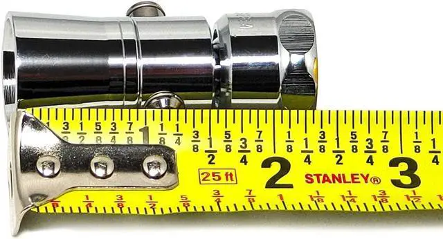 Alt view image 6 of 7 - Solid Brass Shower Head with Push Button Control, 1-Inch Spray Face, 1.8GPM Flow Rate, Polished Chrome Finish