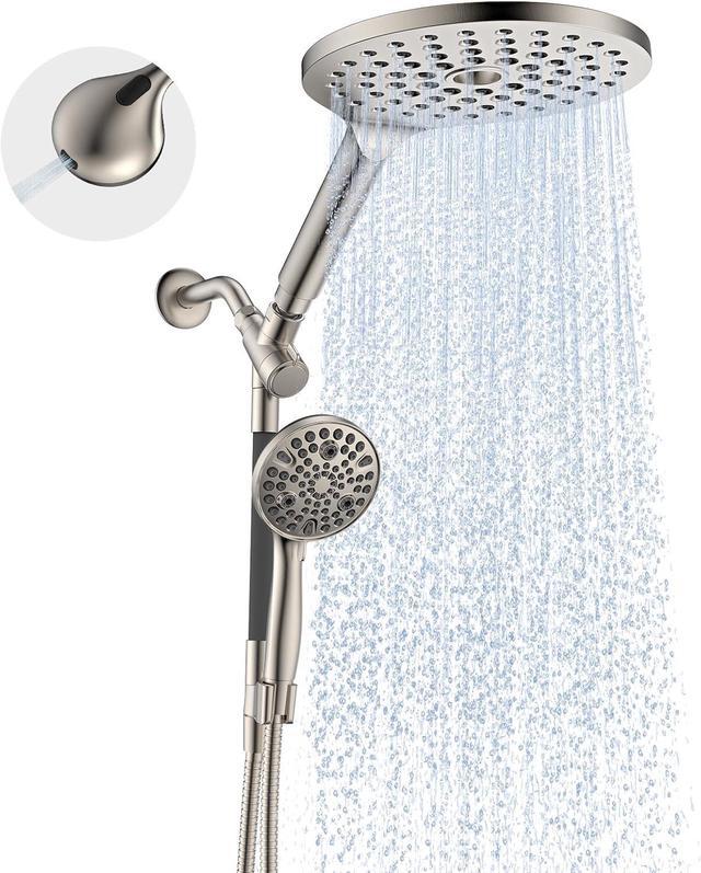 Main image of Dual Handheld Shower Head Combo, 2-in-1 Rain Shower Heads System 8 Inch Rainfall Shower Head and 10 Modes High Pressure Hand Held Showerhead with Built-in Power Wash