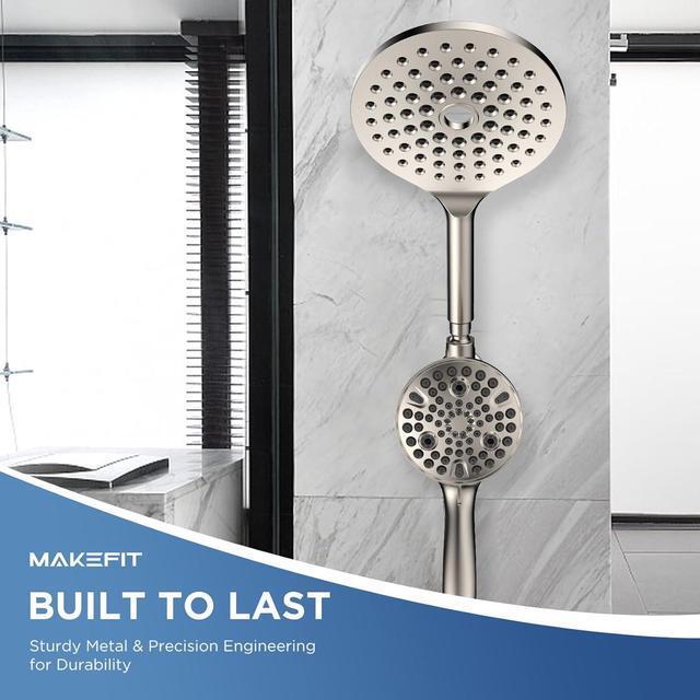 Alt view image 4 of 6 - Dual Handheld Shower Head Combo, 2-in-1 Rain Shower Heads System 8 Inch Rainfall Shower Head and 10 Modes High Pressure Hand Held Showerhead with Built-in Power Wash