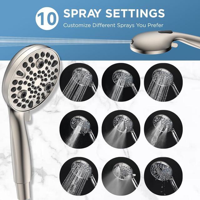 Alt view image 6 of 6 - Dual Handheld Shower Head Combo, 2-in-1 Rain Shower Heads System 8 Inch Rainfall Shower Head and 10 Modes High Pressure Hand Held Showerhead with Built-in Power Wash